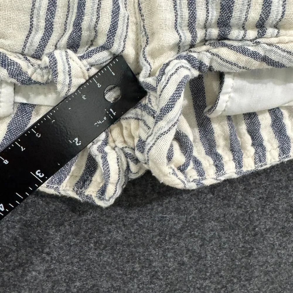 Free People Shorts Women's 2 Ivory Blue Striped Summer Beach Mini - Picture 5 of 9